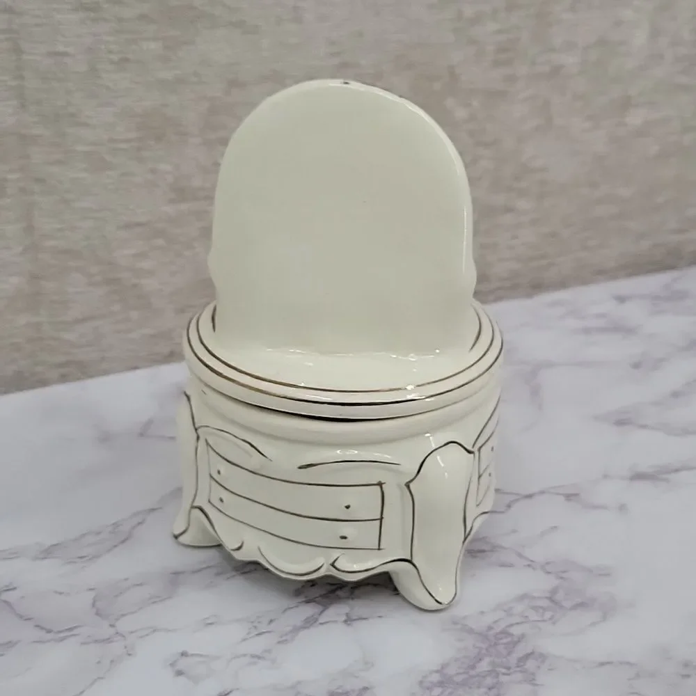 Jewelry Trinket Box Dresser Vanity with Mirror Vintage Floral Cream